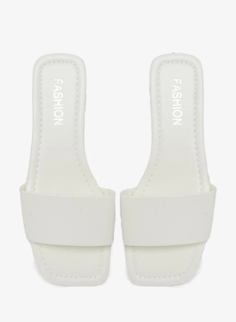 Take Two  White Slip On Flat Slides for Women | Best Price UAE