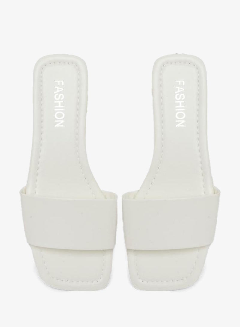 Take Two White Slip On Flat Slides - Image 3