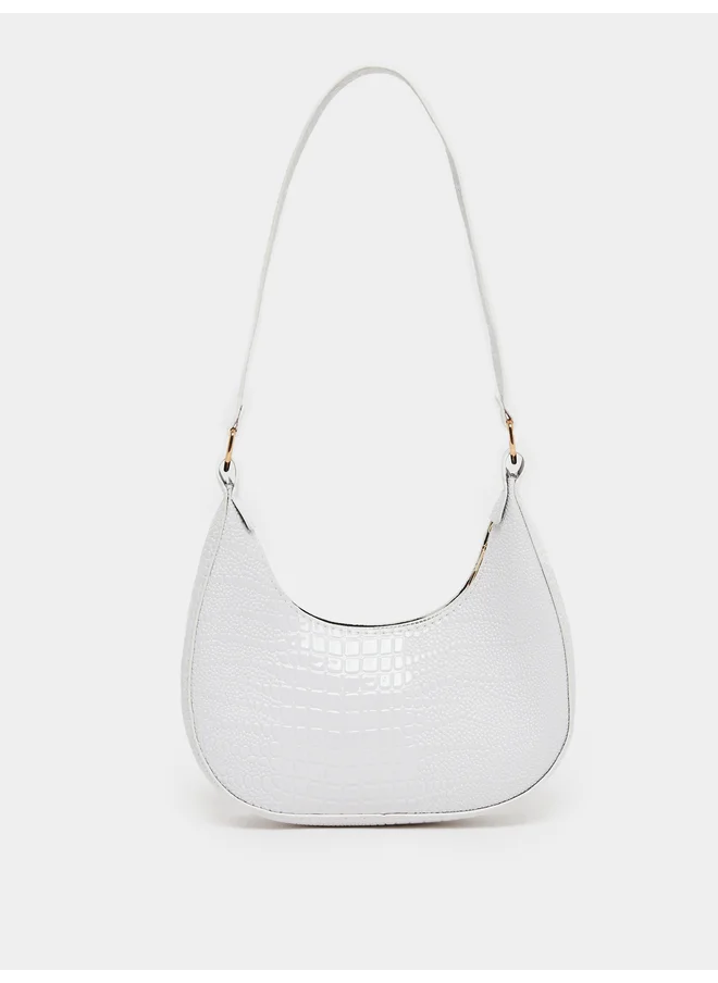 Styli Styli White Croco Shoulder Bag