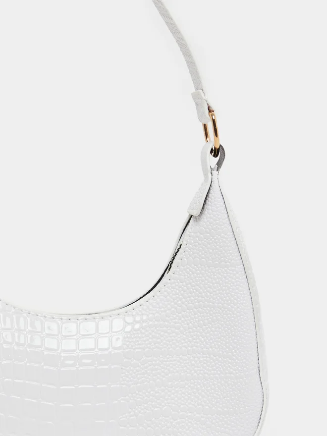 Styli Styli White Croco Shoulder Bag