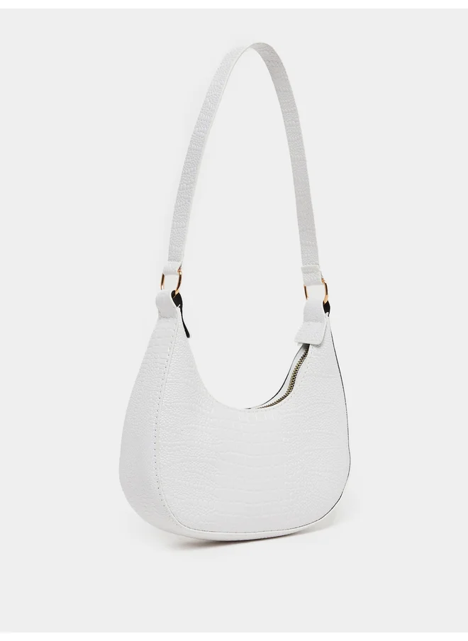 Styli Styli White Croco Shoulder Bag