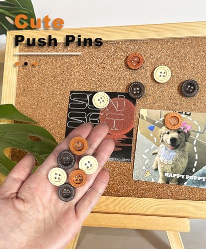 KEYDUACU 30 pcs - Vintage Wooden Pins,Decorative Push Pins, Cute Button Studs for Bulletin Boards, Cork Boards and Walls (30Pcs - Buttons) - Image 4