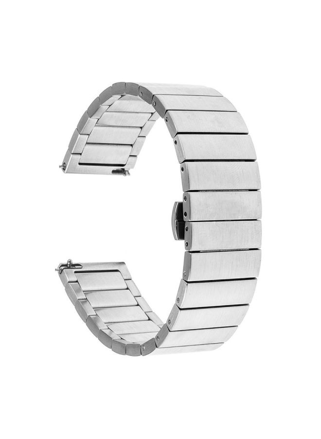 Replacement Strap 22mm For Samsung Smart Watch One-bead Steel Butterfly Buckle Watch Band Silver