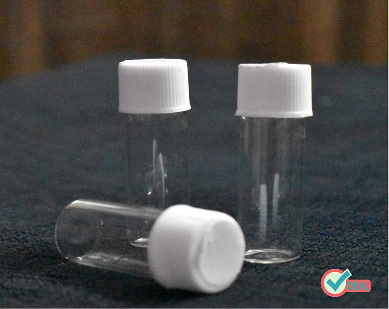 Ritedeal 3ml glass vial glass bottles transparent quality glass bottles with white screw caps 144 bottles per box package Qty 1 - Image 3