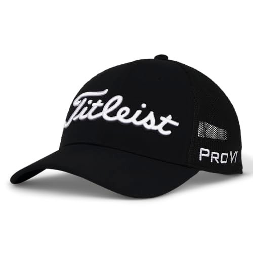 Titleist تايتليست تور بيرفورمانس مش غولف هات، أسود/أبيض - Image 1