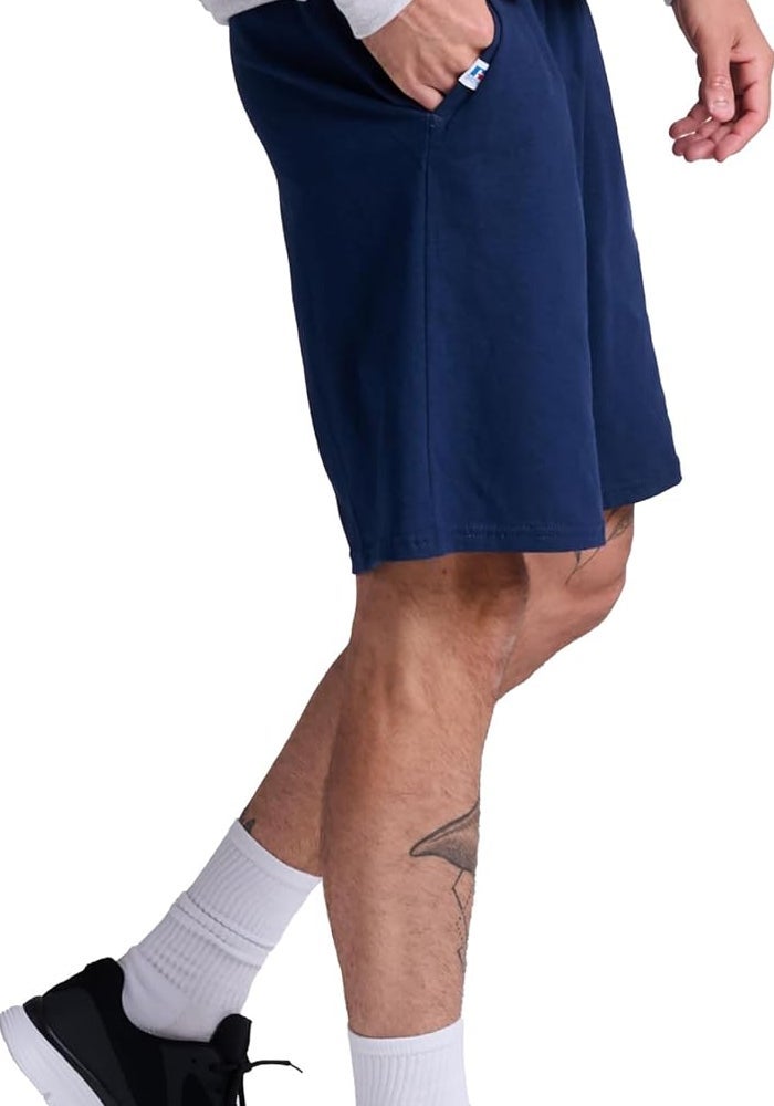 Russell Athletic Men's Basic Cotton Jersey Shorts with Pockets - Navy - Image 3
