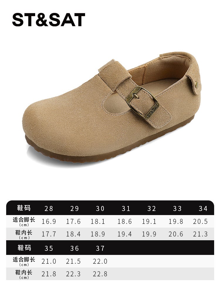 Saturday Children'S Shoes Children'S Birkenstock Shoes 2025 Spring New Easiest For Match Casual Small Leather Shoes Soft Sole Girls' Shoes - Image 1
