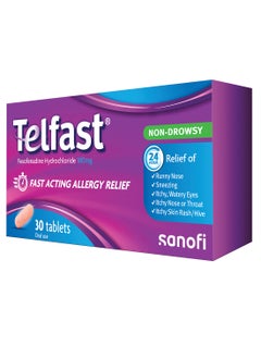 sanofi Telfast® 180Mg Anti-Allergy Tablets For Quick Allergy Relief, 30 Tablets 