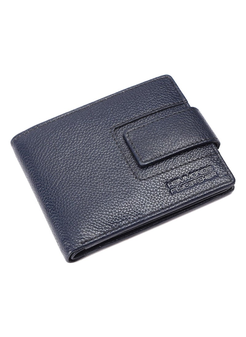 HAMMONDS FLYCATCHER Leather Wallet for Men, RFID Protected Leather Purse for Men, Money Purse for Men, 6 Card Slots, 1 ID Slot, Coin Pocket, Hidden Pockets, Metal Snap Button - Prussian Blue | Z18B  - Image 1