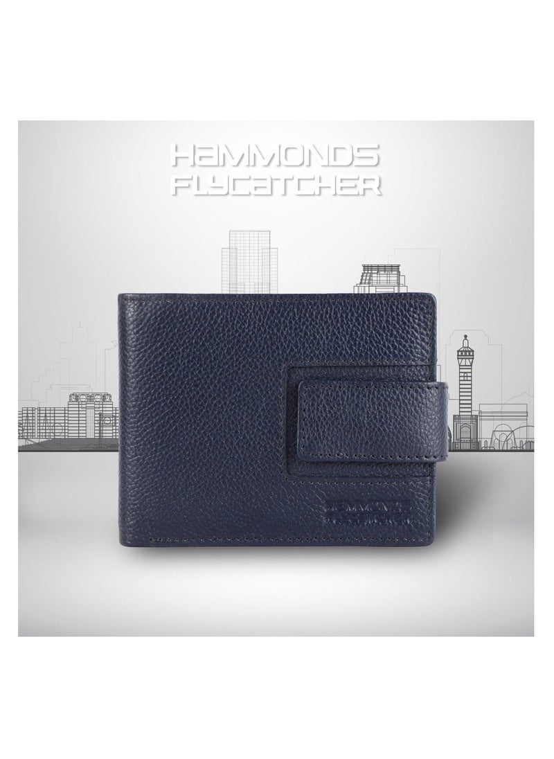HAMMONDS FLYCATCHER Leather Wallet for Men, RFID Protected Leather Purse for Men, Money Purse for Men, 6 Card Slots, 1 ID Slot, Coin Pocket, Hidden Pockets, Metal Snap Button - Prussian Blue | Z18B  - Image 2