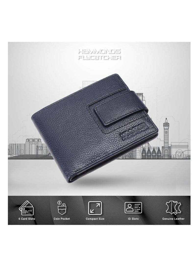 HAMMONDS FLYCATCHER Leather Wallet for Men, RFID Protected Leather Purse for Men, Money Purse for Men, 6 Card Slots, 1 ID Slot, Coin Pocket, Hidden Pockets, Metal Snap Button - Prussian Blue | Z18B  - Image 4