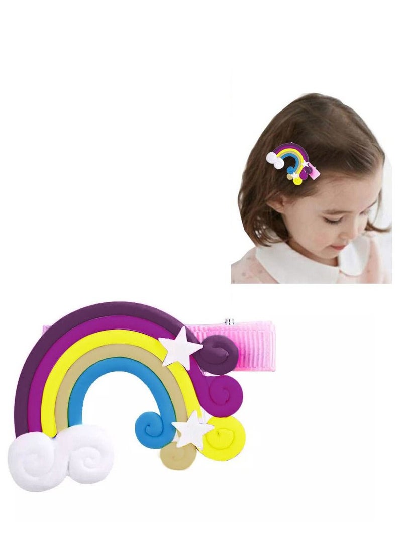 CATANES 6 Packs For Hair Clips Cloud Ornaments Colourful Flatback Polymer Rainbow Cloud Clips - Image 2