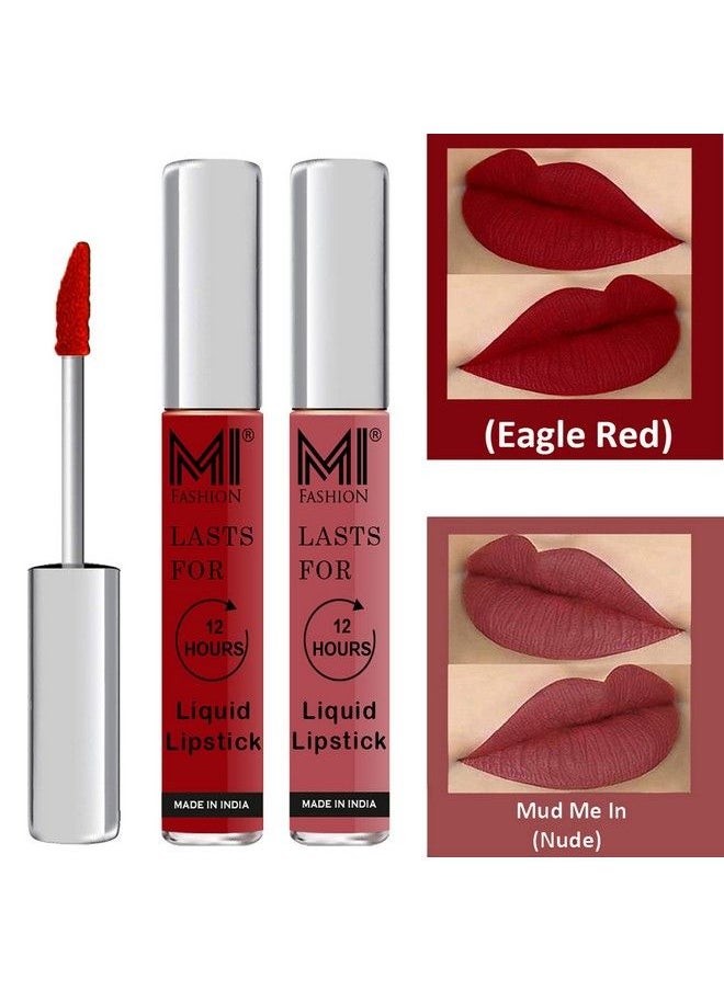 MI FASHION Long Stay Made In India Matte Liquid Lipsticks Waterproof 3Ml Each Eagle Red Liquid Lipstick Nude Liquid Lipstick  - Image 3