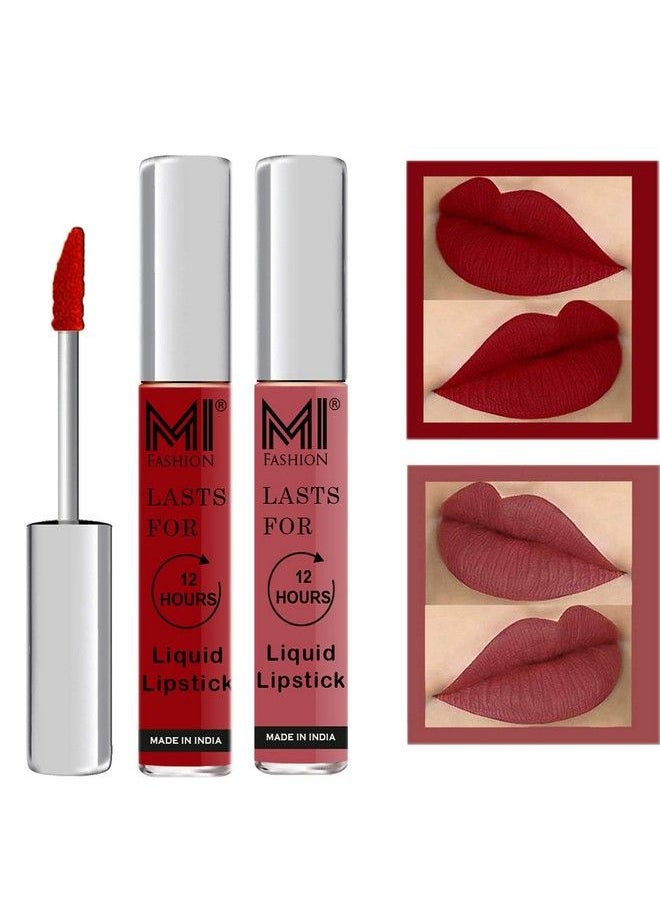 MI FASHION Long Stay Made In India Matte Liquid Lipsticks Waterproof 3Ml Each Eagle Red Liquid Lipstick Nude Liquid Lipstick  - Image 2