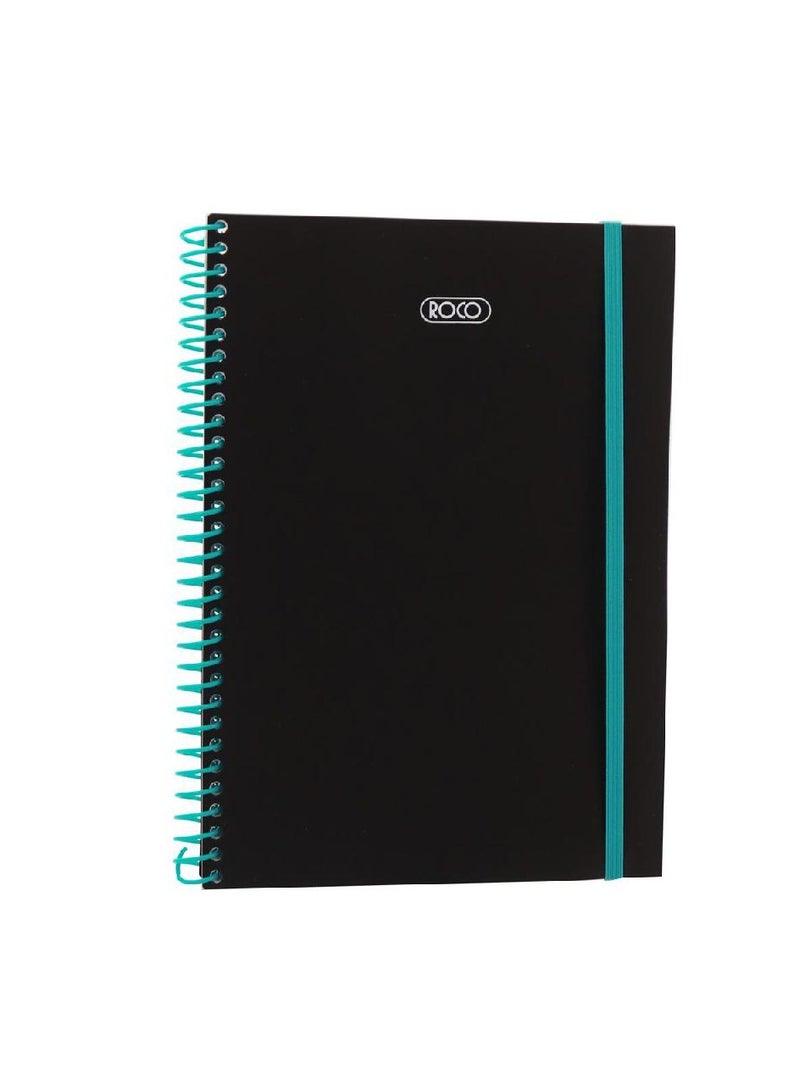 روكو دفتر ملاحظات كلاسيكي لون أزرق مائي حلزوني مع شريط مطاطي (٥٨٠ ورقة) - Image 1