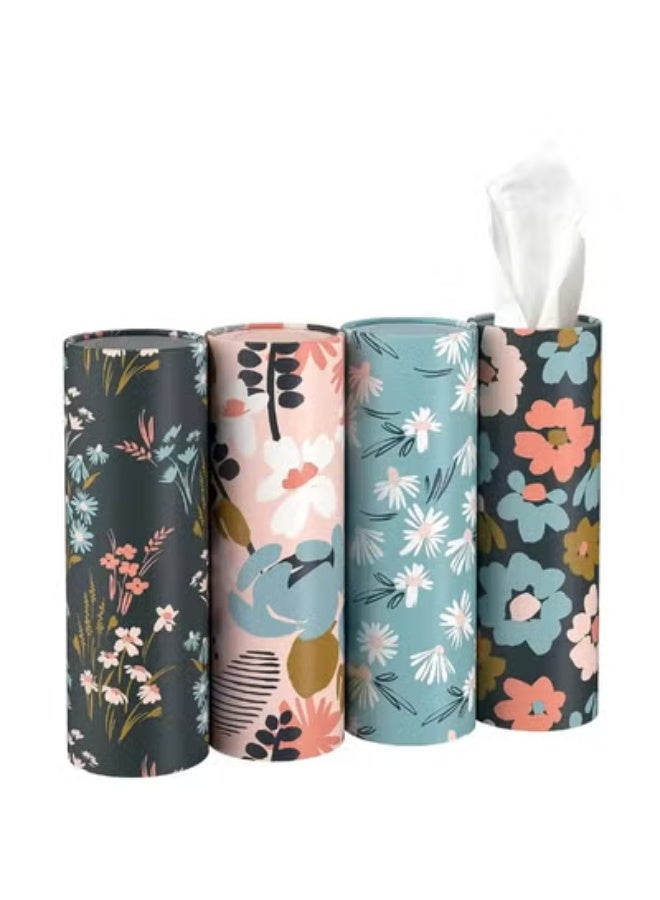 COYO Car Tissues Holder 4 Pack with Facial Tissues Travel Tissue Tubes Box Container Fit for Car Cup Holder Car Tissues Cylinder - Image 1