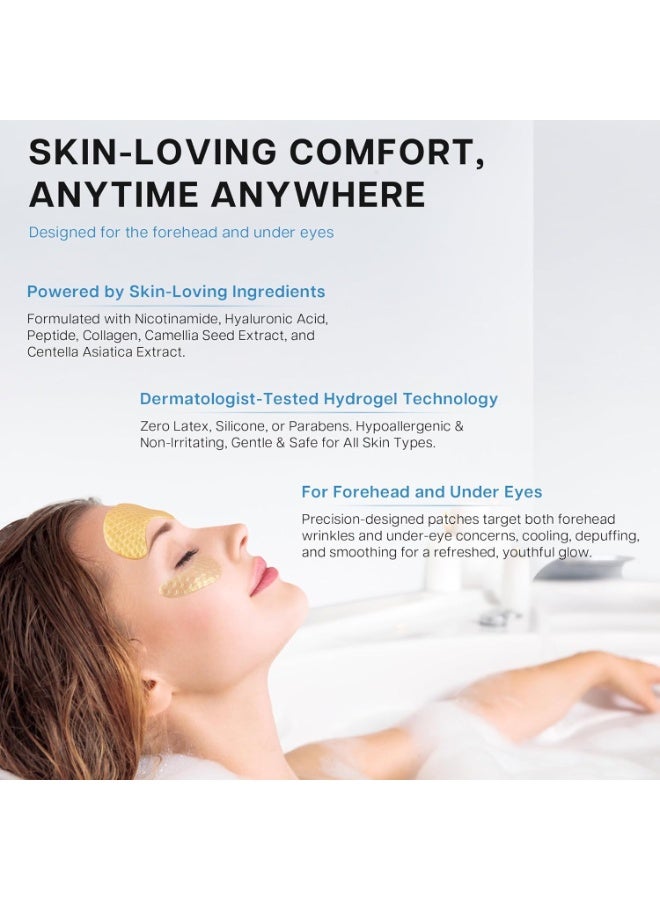 EELHOE Under Eye and Forehead Wrinkle Patches Duo, Collagen Hyaluronic Acid and Camellia Extract Facial Patches for Forehead Lines, Puffy Eyes, Dark Circles Bags and Revitalization - Image 2