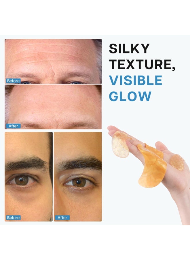 EELHOE Under Eye and Forehead Wrinkle Patches Duo, Collagen Hyaluronic Acid and Camellia Extract Facial Patches for Forehead Lines, Puffy Eyes, Dark Circles Bags and Revitalization - Image 4