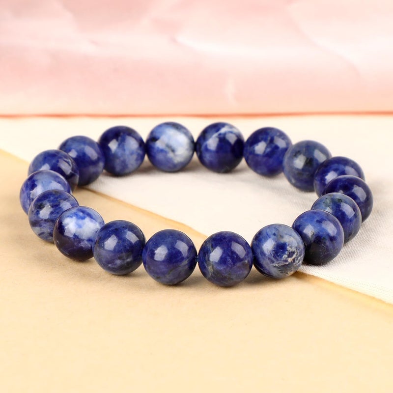LPBeads سوار مطاطي مرن مصنوع يدويًا من الأحجار الكريمة الطبيعية، خرز حجر دائري كريستال شفاء، مجوهرات هدايا للنساء والرجال - Image 3