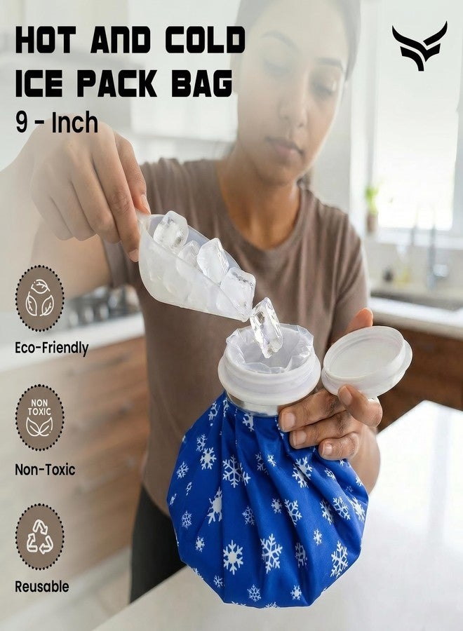 Xtrim 9-Inch Hot & Cold Ice Pack Bag for Pain Relief, Reusable Leakproof Ice Bag for Knee, Back, Injuries & Swelling, Long-Lasting Hot and Cold Therapy Bag, Easy Fill, Wide Cap, Blue Snowflake Design - Image 2