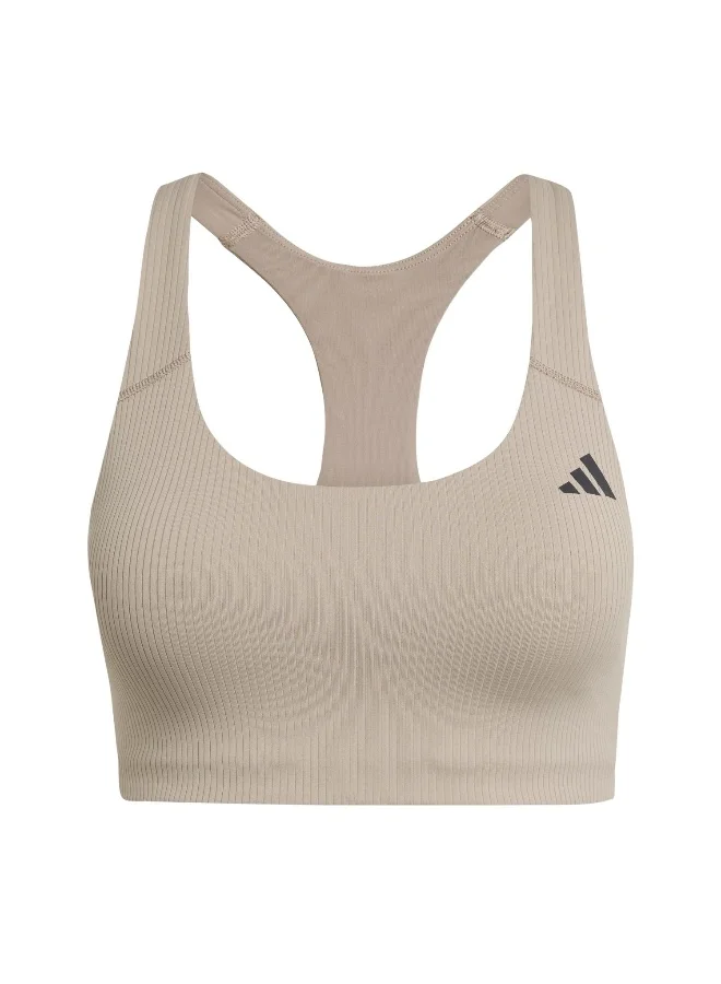 Adidas Adidas Pwi Rib Ms Brown Workout Bra - Medium Support Bra For Women