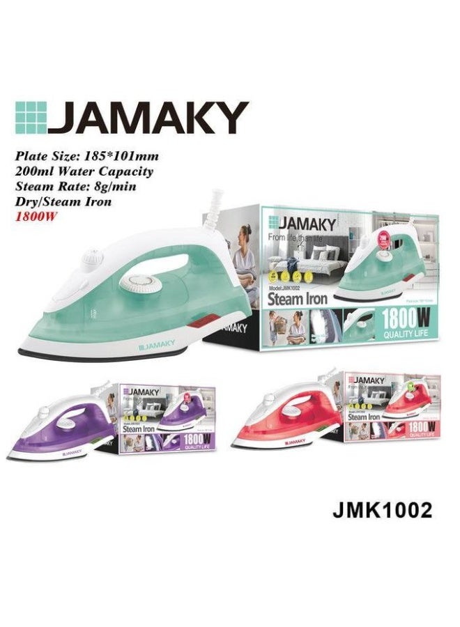 Jamaky Steam iron with water tank and temperature control – 1800W power – Model JMK1002 - Image 2