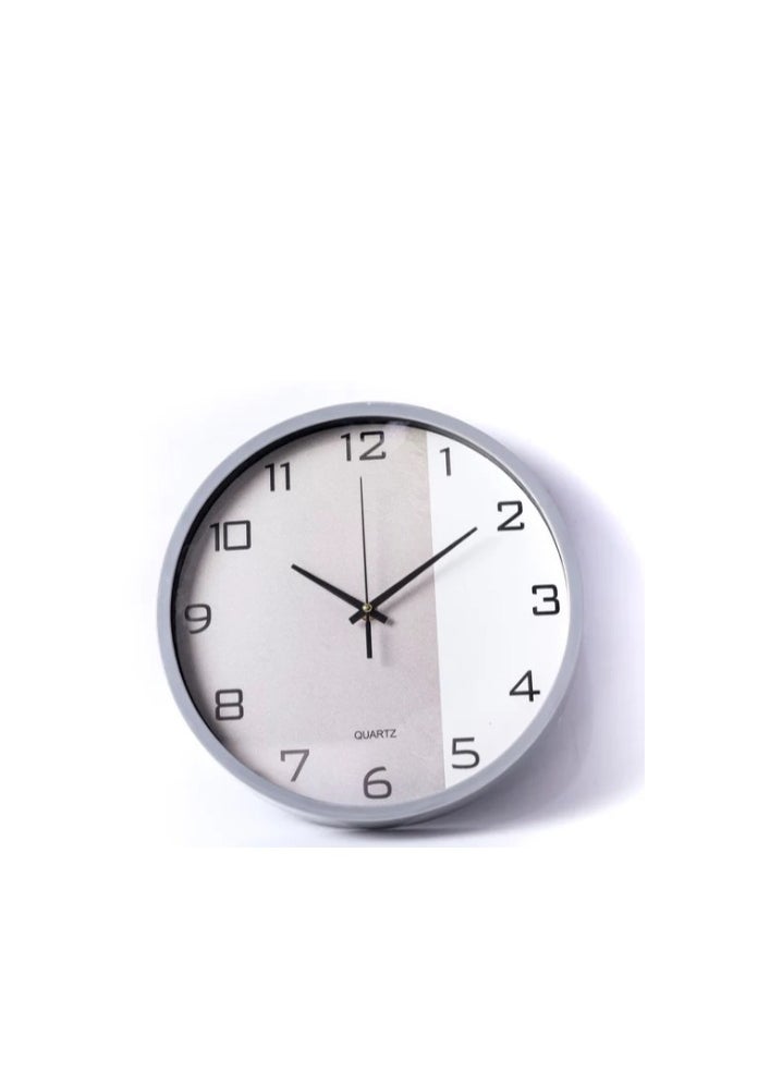ماركة غير محددة Modern decorative round quartz wall clock large analoge display battery operated for homes and offices 30Cm Grey frame with grey and white color - ck8  - Image 1