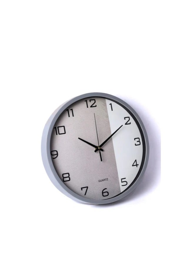 ماركة غير محددة Modern decorative round quartz wall clock large analoge display battery operated for homes and offices 30Cm Grey frame with grey and white color - ck8  - Image 2