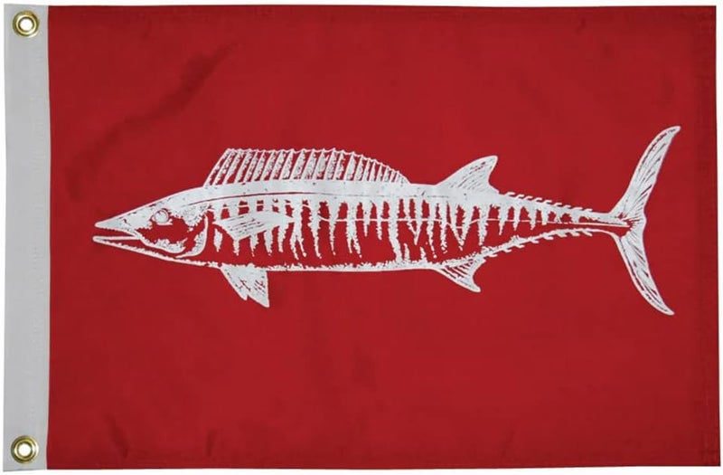 TAYLOR MADE PRODUCTS Taylor Made Fisherman's Catch Wahoo Fish Boat Flag - 12" x 18" Durable Water-Repellent Nylon with Brass Grommets - Image 1
