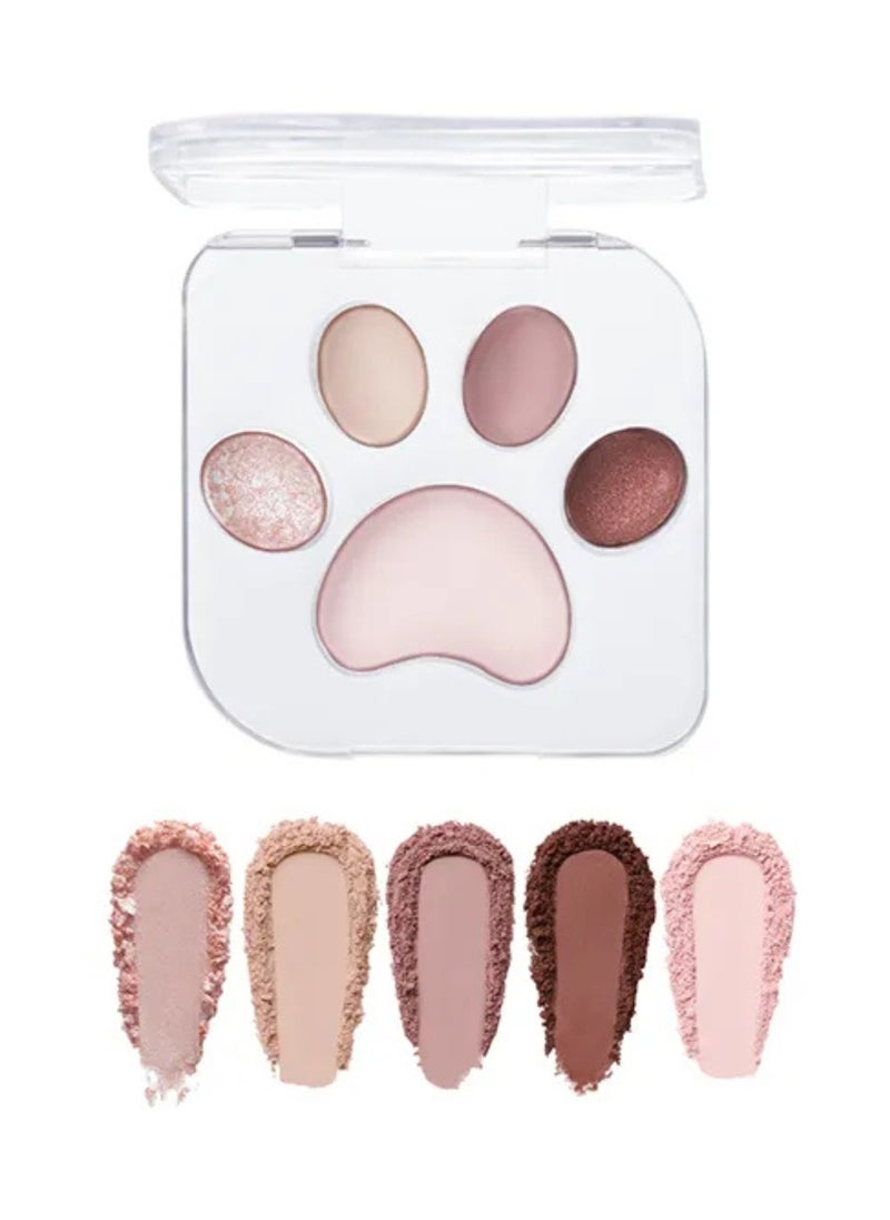 MilleFee - Adorable Meow Paws Eyeshadow Palette 5 Shades All-in-one Glitter Makeup Palette 03 Tsundere - Image 1