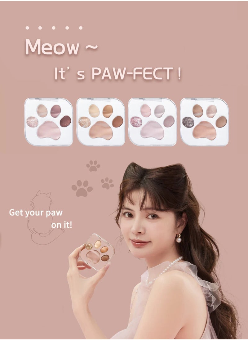 MilleFee - Adorable Meow Paws Eyeshadow Palette 5 Shades All-in-one Glitter Makeup Palette 03 Tsundere - Image 1