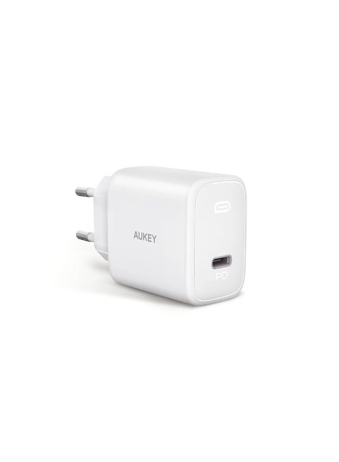 AUKEY Omnia PA-B2 USB C 61W GaN Wall Charger – PD 3.0 Fast Charging with Dynamic Detect (White) White