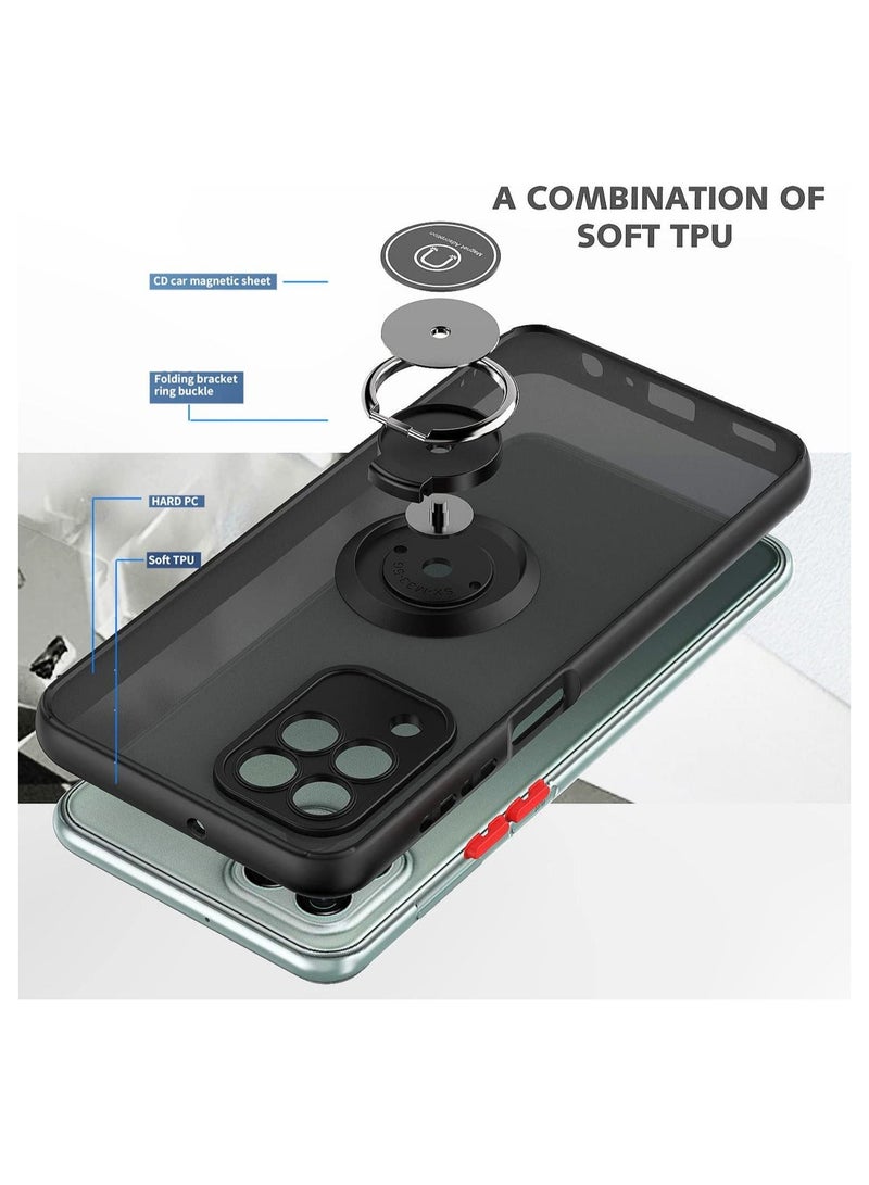 IAF Samsung galaxy M33 5G Case Flexible Silicone Protective Bumper, Camera Protection Thin Translucent Shockproof Matte Back Cover with 360 rotational Car Mount Magnetic Ring Holder For (galaxy M33, Black - Image 3