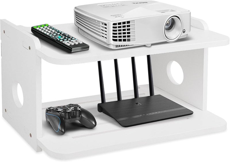 BEARUT Projector ShelfProjector Wall Mount Floating Shelf Projector StandProjector Rack HolderProjector MountRouter Shelf Storage Box Modem Xbox Series PS5 PS4 Solid Wood - Image 1