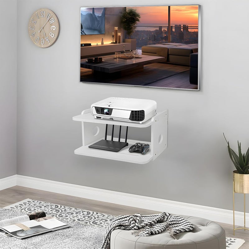 BEARUT Projector ShelfProjector Wall Mount Floating Shelf Projector StandProjector Rack HolderProjector MountRouter Shelf Storage Box Modem Xbox Series PS5 PS4 Solid Wood - Image 2