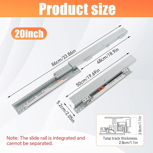 Copgge Undermount Drawer Slide Bottom Mount Pull Out Shelf Slides Full Extension Soft Close Base Mount Slide Out Drawer Track Shelf Slider Rail for Cabinet Tray Kitchen Pantry Drawer Trash Can Hardware - Image 4