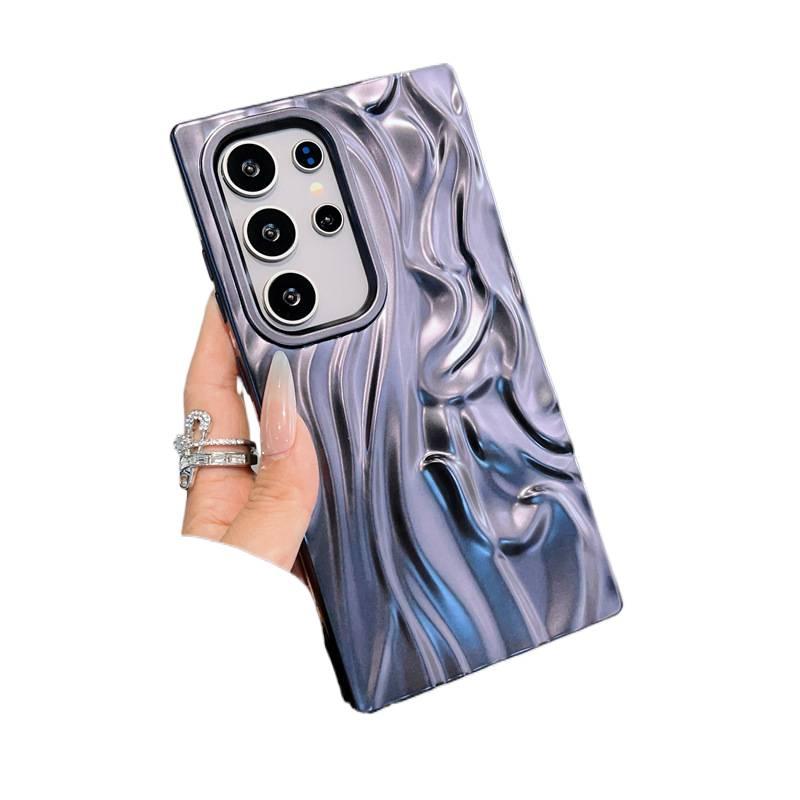 غطاء واقي بTPU باللون أسود من مادة TPU لـ iPhone 15 / 15 Plus / 15 Pro / 15 Pro Max مع نمط التجاعيد ولمسة طلاء كهربائي مع مقاوم للصدمات مع لمسة غير لامعة مع حماية من السقوط - Image 1