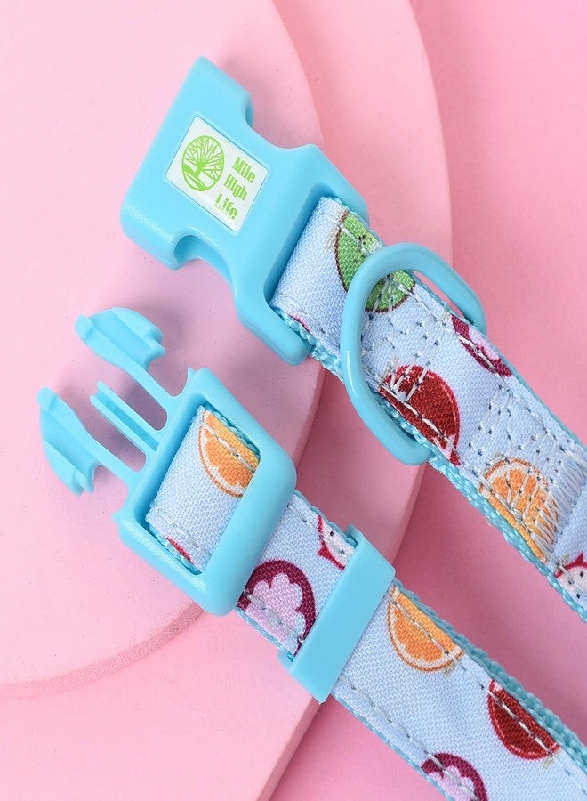 مايل هاي لايف | أطواق للكلاب الإناث | طوق كلب لطيف بربطة عنق | أطواق من قماش البوليستر والقطن الناعم للكلاب الصغيرة | بنقشة زهور وفواكه (حمضيات، طوق وربطة عنق - مقاس XS) - Image 3