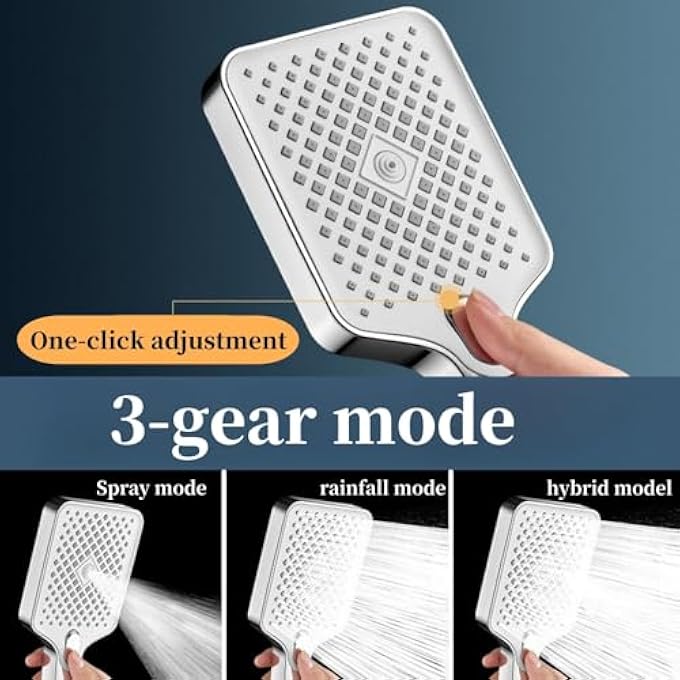 Shower Head High Pressure Power Shower Head with 3 Modes Universal Handheld Shower Head for Low Water Pressure - Image 3