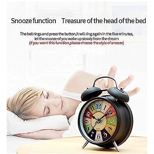Nook StoreAlloy Steel, Glass Twin Bell Edition Vintage Look with Night LED Display Table Alarm Clock, 12x10x6 cm, (Black, Small) - Image 3