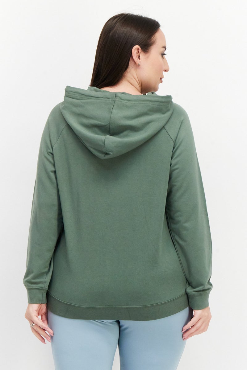 Lark Women Hooded Long Sleeve Solid Sweatshirt, Olive - Image 4