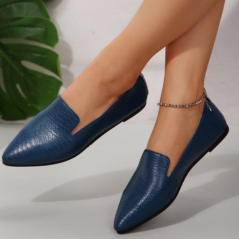 Flat Pointed Toe Flats For Women 2024 Autumn New Style Lazy Slip-On Large Size Women'S Shoes Comfortable Shallow Mouth Beanie Shoes - Image 3