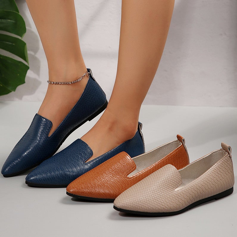 Flat Pointed Toe Flats For Women 2024 Autumn New Style Lazy Slip-On Large Size Women'S Shoes Comfortable Shallow Mouth Beanie Shoes - Image 2
