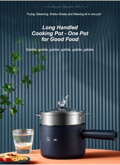 Epicure 1.8L Electric Hot Pot with Steamer & Temperature Control-Non-Stick Electric Cooker Shabu Shabu,Electric Skillet,Frying Pan,Electric Saucepan,for Noodles,Egg, Steak,Sauté,Steam,Oatmeal and Soup  - Image 2