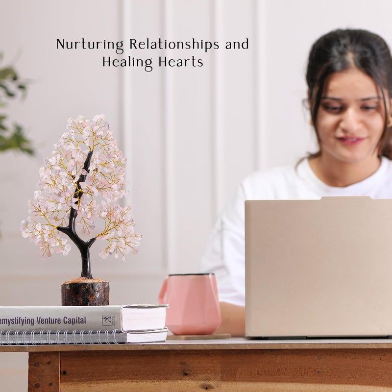 ABHISUBYA شجرة الكوارتز الوردي ABHISUBYA - بلورات وأحجار فنغ شوي - شجرة صخرية - شجرة كريستالية - شجرة بونساي من الأحجار الكريمة - شجرة تشاكرا الحياة - ديكور تأملي - هدايا ريكي للنساء - Image 3