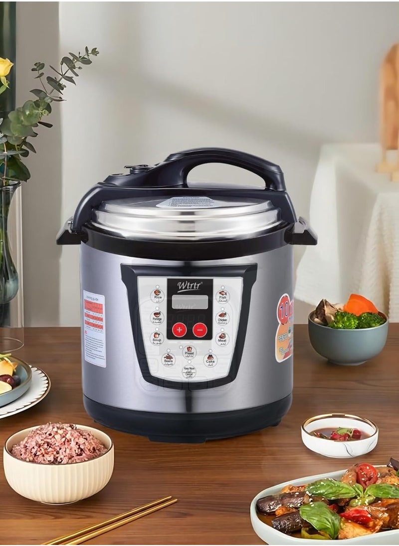 Wtrtr 6L Electric Pressure Cooker – 1000W Multi-Function Cooker, Rice, Slow, Yogurt, Cake Maker, Steamer & Warmer – Silver  - Image 3