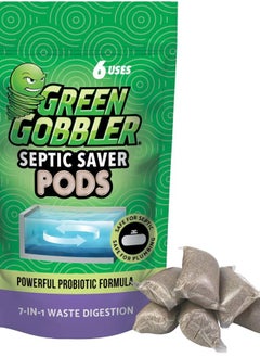 GREEN GOBBLER Septic Tank Treatment Packets, 6 Month Supply - Natural Bacteria to Prevent Costly Septic Issues, Back-Ups, Pod: Color May Vary  - Image 1