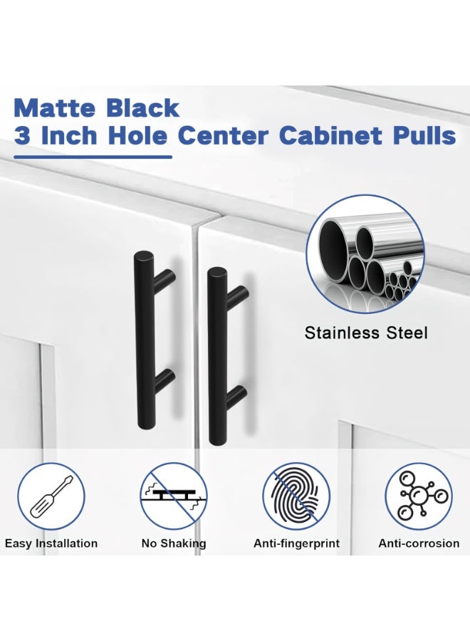 SANMUGEED 20 Pack Cabinet Knobs,3.94in Matte Black Cabinet Pulls Stainless Steel Drawer Pulls,for Dresser Drawers Kitchen Cupboard Handles,64mm Hole Centers - Image 3