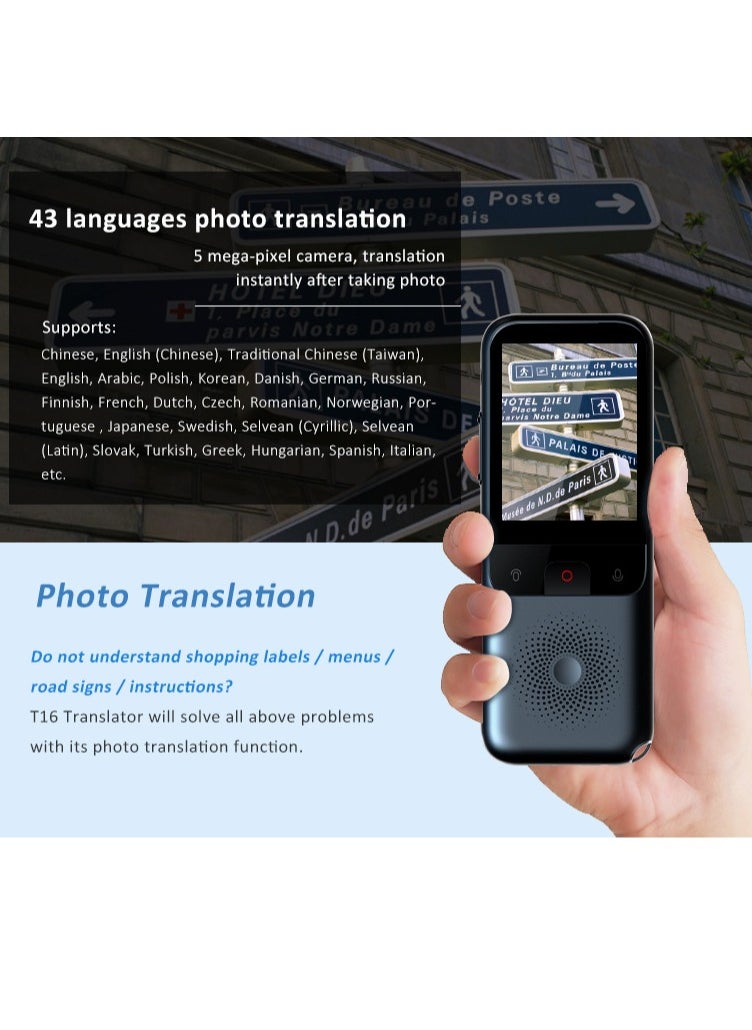 Gasin - 134 Languages Pocket Translator - 2.4 Inch IPS Touchscreen, Smart Voice Translator for Meeting Learning Travel Business, Noise Cancelling Microphones, 1500mAh Ultra Long Standby - Image 1
