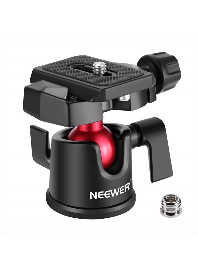 Neewer حامل ثلاثي للكاميرا من NEEWER برأس كروي يدور 360 درجة مع لوحة سريعة من نوع Arca مقاس 1/4 بوصة ومستوى فقاعي لكاميرا DSLR وكاميرا فيديو وحامل ثلاثي القوائم أحادي القوائم، أقصى حمولة: 11 رطل/5 كجم - Image 1